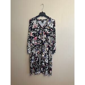 Robert Louis Floral Long Sleeve Dress Women’s 2X Tie Waist